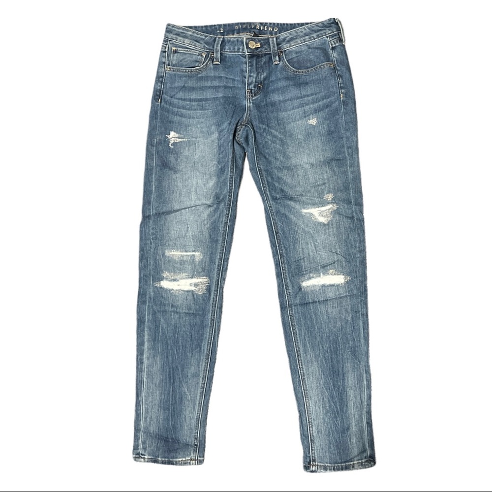 White House Black Market Girlfriend Distressed Jeans